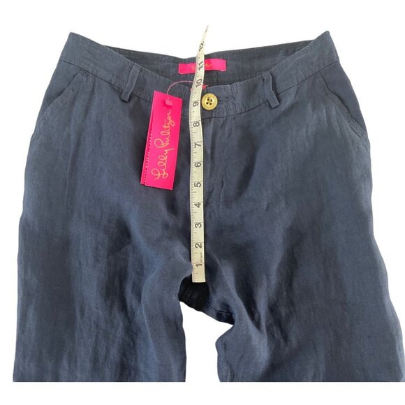 Lilly Pulitzer Breeta Linen Trouser Pants True Navy Blue Size 0 NWT $148 - Picture 13 of 16